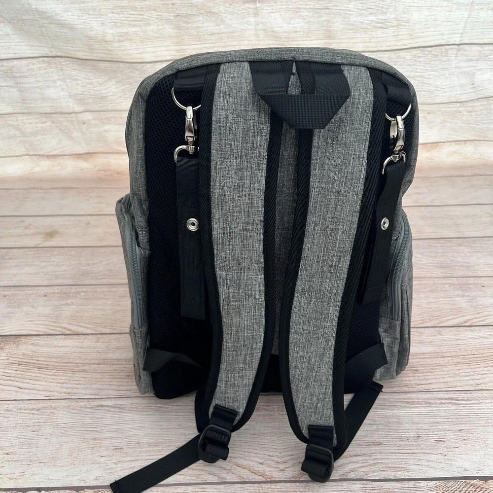 Large Diaper Bag Backpack 3 in 1 Expandable Baby Changing Station Travel Gray